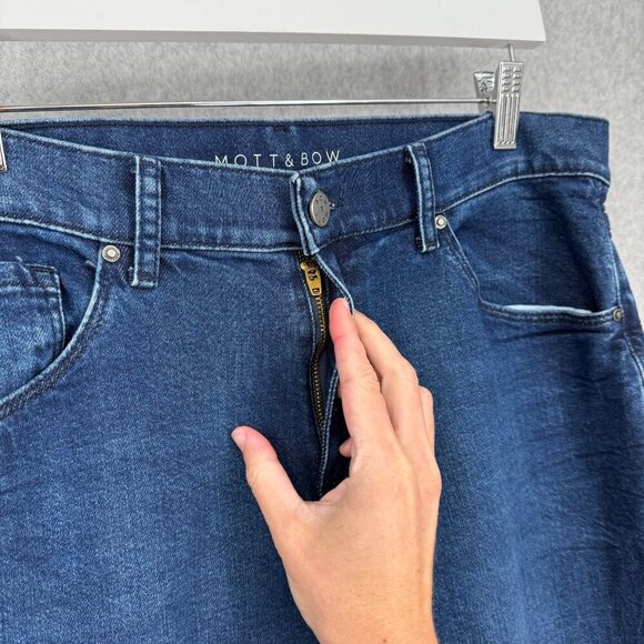 Mott Bow Womens Boyfriend Straight Leg Jeans Size 32 Medium Blue Denim Stretch - Picture 2 of 11